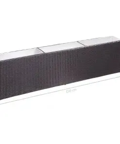 vidaXL Garden Raised Bed with 3 Pots 150x20x40 cm Poly Rattan Black