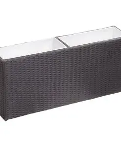 vidaXL Garden Raised Bed with 2 Pots 90x20x40 cm Poly Rattan Black