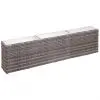 vidaXL Garden Raised Bed with 3 Pots 150x20x40 cm Poly Rattan Grey