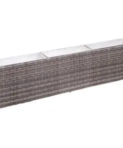 vidaXL Garden Raised Bed with 3 Pots 150x20x40 cm Poly Rattan Grey