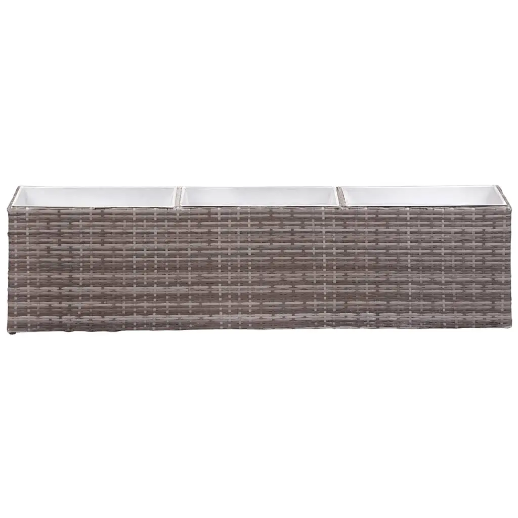 vidaXL Garden Raised Bed with 3 Pots 150x20x40 cm Poly Rattan Grey