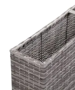 vidaXL Garden Raised Bed with 3 Pots 150x20x40 cm Poly Rattan Grey