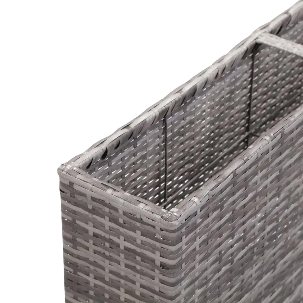 vidaXL Garden Raised Bed with 3 Pots 150x20x40 cm Poly Rattan Grey