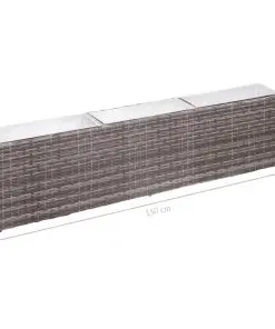 vidaXL Garden Raised Bed with 3 Pots 150x20x40 cm Poly Rattan Grey