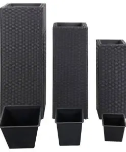 vidaXL Garden Raised Beds 3 pcs Poly Rattan Black