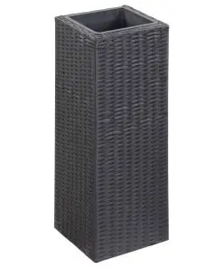 vidaXL Garden Raised Beds 3 pcs Poly Rattan Black