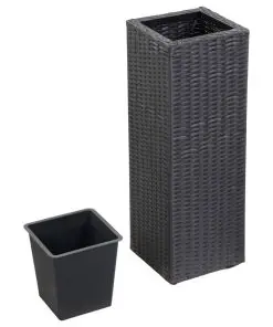vidaXL Garden Raised Beds 3 pcs Poly Rattan Black