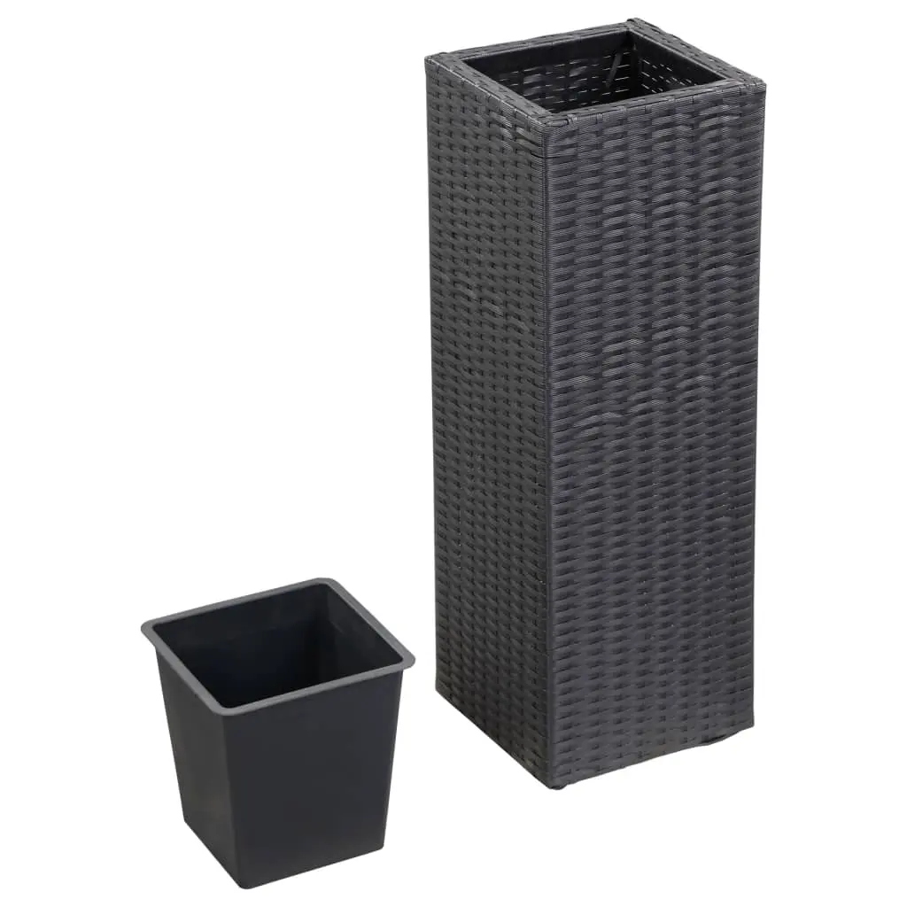 vidaXL Garden Raised Beds 3 pcs Poly Rattan Black