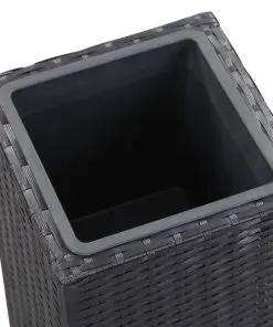 vidaXL Garden Raised Beds 3 pcs Poly Rattan Black