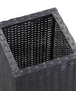 vidaXL Garden Raised Beds 3 pcs Poly Rattan Black