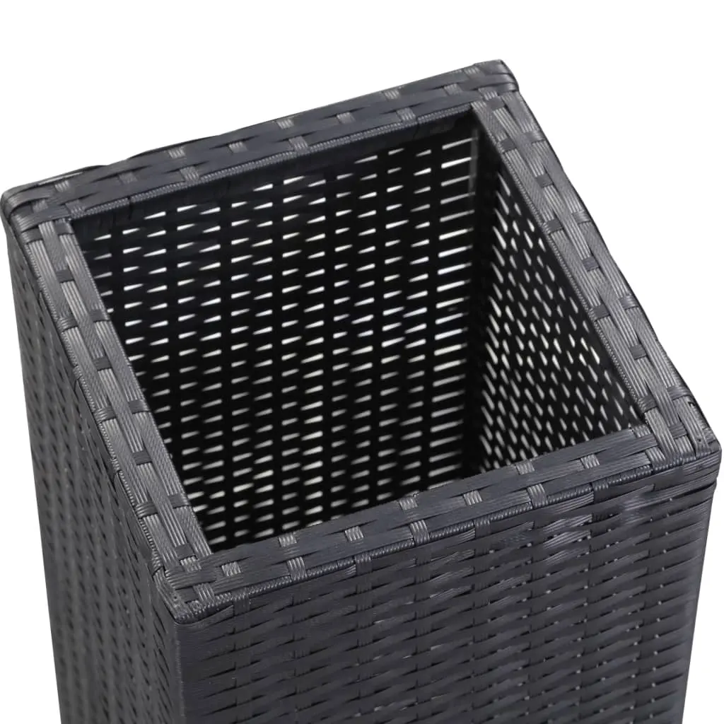vidaXL Garden Raised Beds 3 pcs Poly Rattan Black