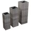 vidaXL Garden Raised Beds 3 pcs Poly Rattan Grey vidaXL Garden Raised Beds 3 pcs Poly Rattan Grey