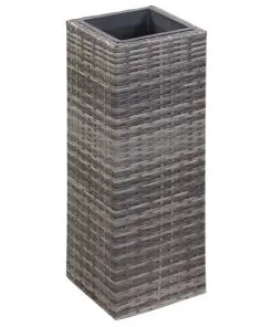 vidaXL Garden Raised Beds 3 pcs Poly Rattan Grey