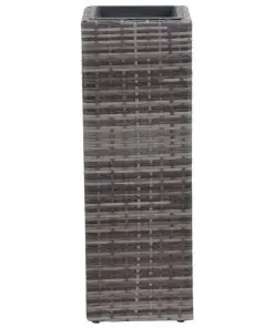 vidaXL Garden Raised Beds 3 pcs Poly Rattan Grey