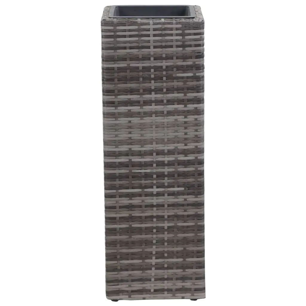 vidaXL Garden Raised Beds 3 pcs Poly Rattan Grey