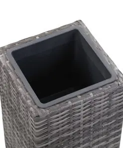 vidaXL Garden Raised Beds 3 pcs Poly Rattan Grey