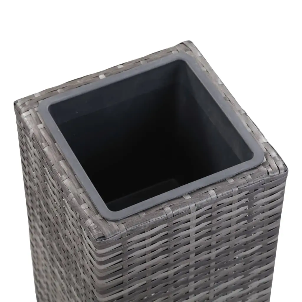 vidaXL Garden Raised Beds 3 pcs Poly Rattan Grey