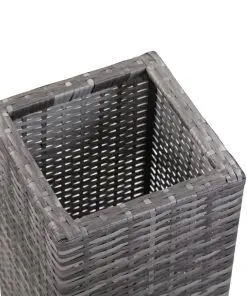 vidaXL Garden Raised Beds 3 pcs Poly Rattan Grey