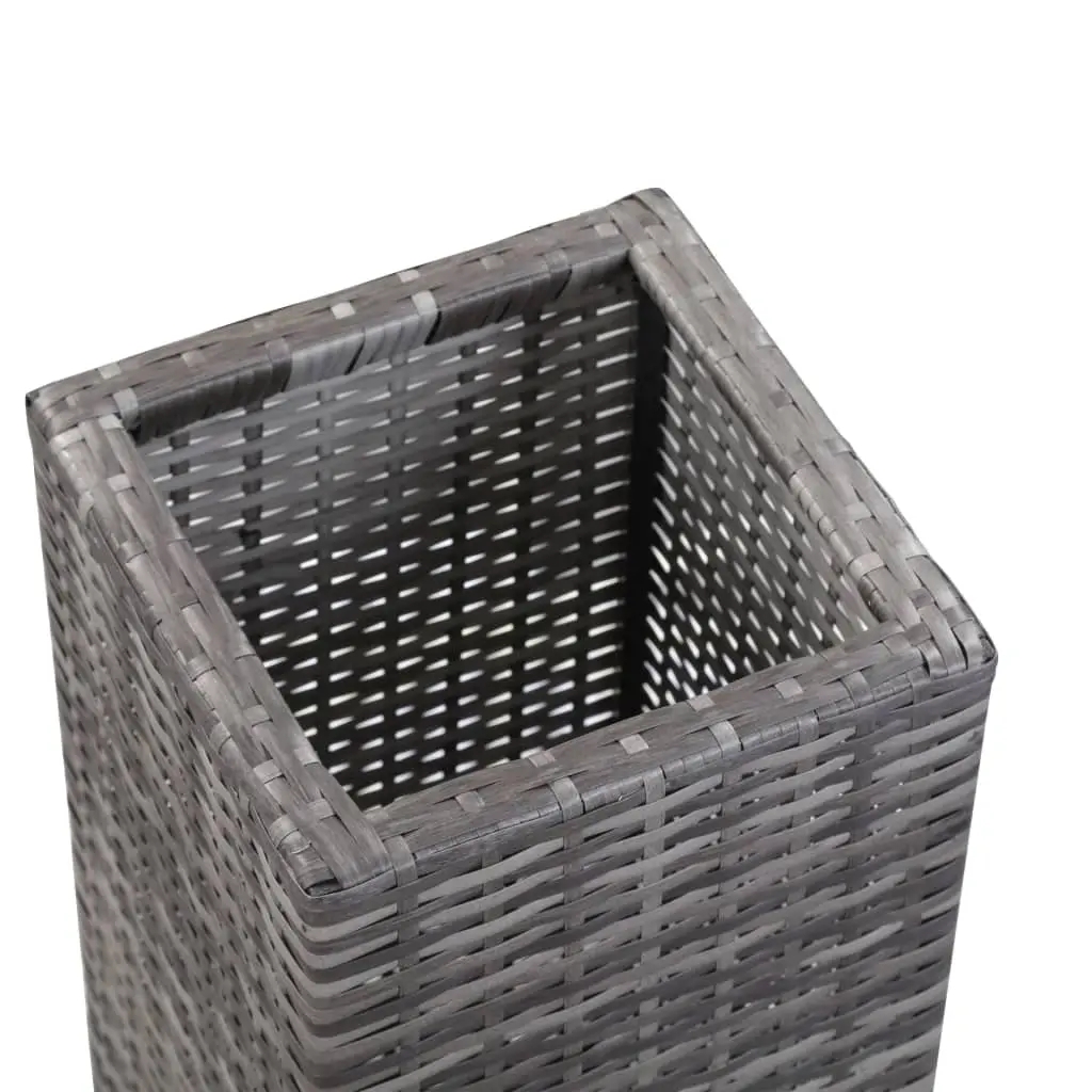 vidaXL Garden Raised Beds 3 pcs Poly Rattan Grey