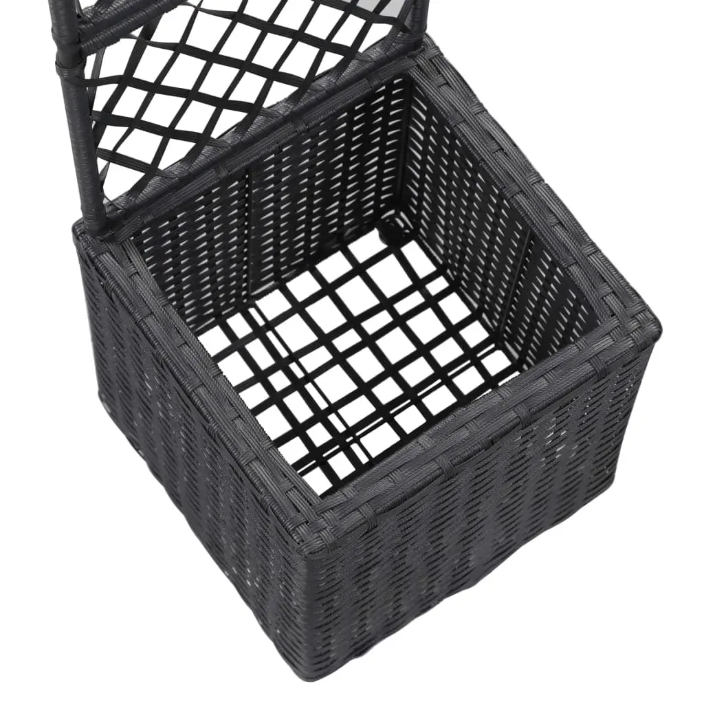 vidaXL Trellis Raised Bed with 1 Pot 30x30x107 cm Poly Rattan Black