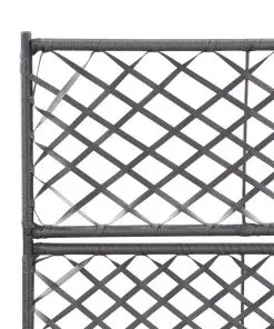 vidaXL Trellis Raised Bed with 2 Pots 58x30x107 cm Poly Rattan Black