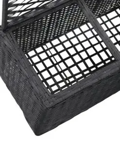 vidaXL Trellis Raised Bed with 3 Pots 83x30x130 cm Poly Rattan Black