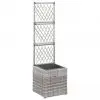 vidaXL Trellis Raised Bed with 1 Pot 30x30x107 cm Poly Rattan Grey vidaXL Trellis Raised Bed with 1 Pot 30x30x107 cm Poly Rattan Grey
