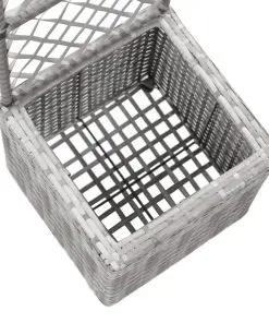 vidaXL Trellis Raised Bed with 1 Pot 30x30x107 cm Poly Rattan Grey