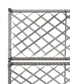 vidaXL Trellis Raised Bed with 2 Pots 58x30x107 cm Poly Rattan Grey