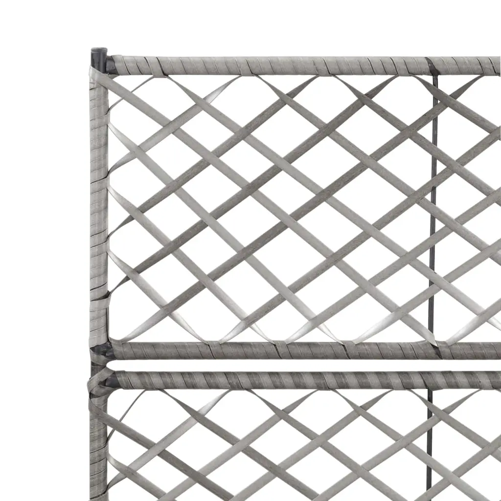 vidaXL Trellis Raised Bed with 2 Pots 58x30x107 cm Poly Rattan Grey