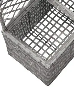 vidaXL Trellis Raised Bed with 2 Pots 58x30x107 cm Poly Rattan Grey