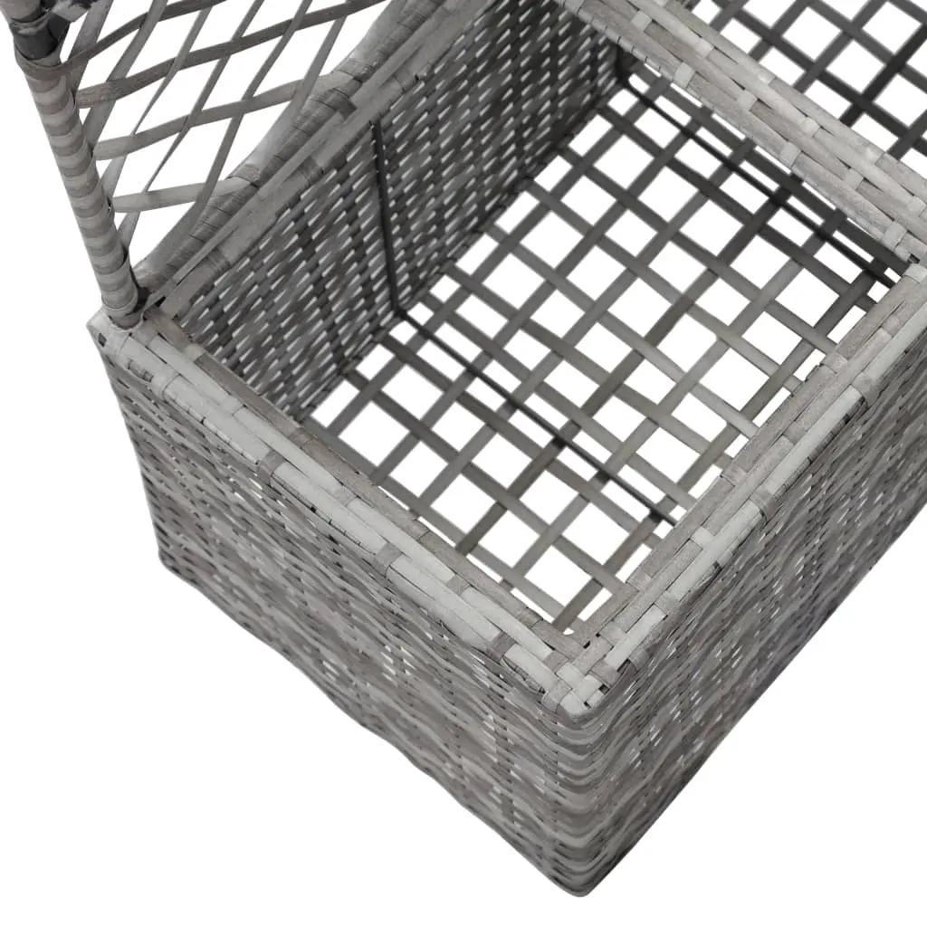 vidaXL Trellis Raised Bed with 2 Pots 58x30x107 cm Poly Rattan Grey