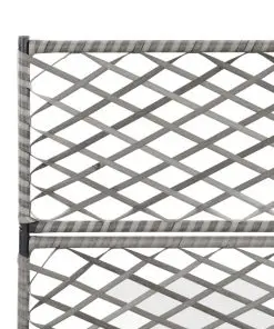 vidaXL Trellis Raised Bed with 3 Pots 83x30x130 cm Poly Rattan Grey