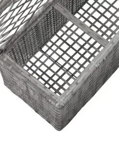 vidaXL Trellis Raised Bed with 3 Pots 83x30x130 cm Poly Rattan Grey