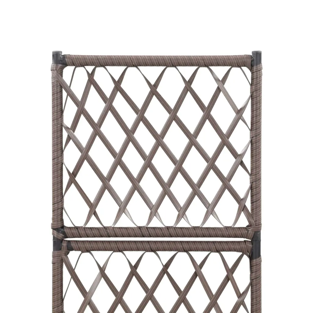vidaXL Trellis Raised Bed with 1 Pot 30x30x107 cm Poly Rattan Brown