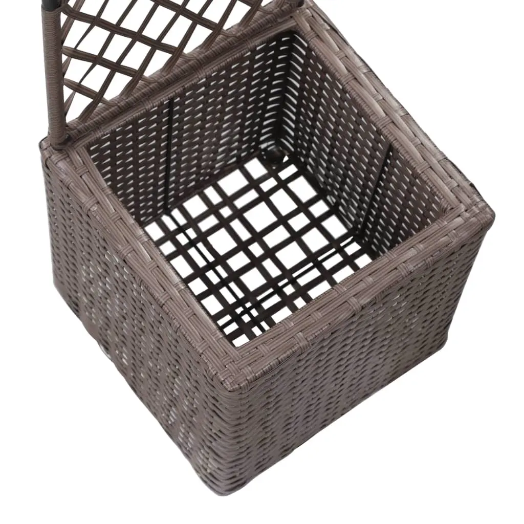 vidaXL Trellis Raised Bed with 1 Pot 30x30x107 cm Poly Rattan Brown