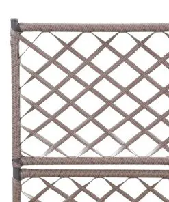 vidaXL Trellis Raised Bed with 2 Pots 58x30x107 cm Poly Rattan Brown