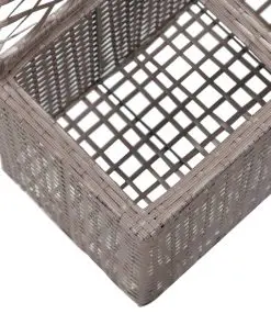 vidaXL Trellis Raised Bed with 2 Pots 58x30x107 cm Poly Rattan Brown