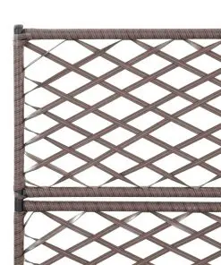 vidaXL Trellis Raised Bed with 3 Pots 83x30x130 cm Poly Rattan Brown