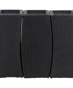 vidaXL Garden Raised Beds 3 pcs Poly Rattan Black