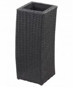 vidaXL Garden Raised Beds 3 pcs Poly Rattan Black