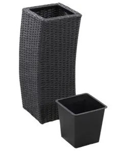 vidaXL Garden Raised Beds 3 pcs Poly Rattan Black