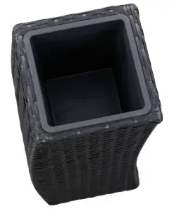 vidaXL Garden Raised Beds 3 pcs Poly Rattan Black