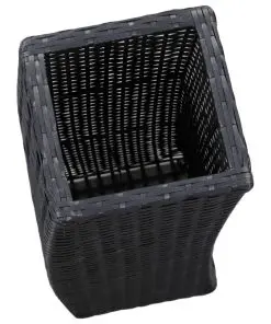 vidaXL Garden Raised Beds 3 pcs Poly Rattan Black