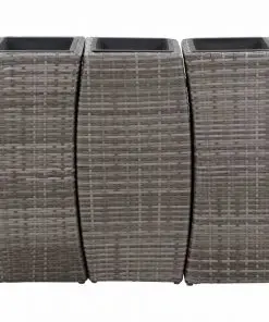vidaXL Garden Raised Beds 3 pcs Poly Rattan Grey