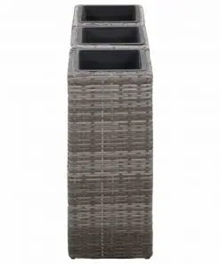 vidaXL Garden Raised Beds 3 pcs Poly Rattan Grey
