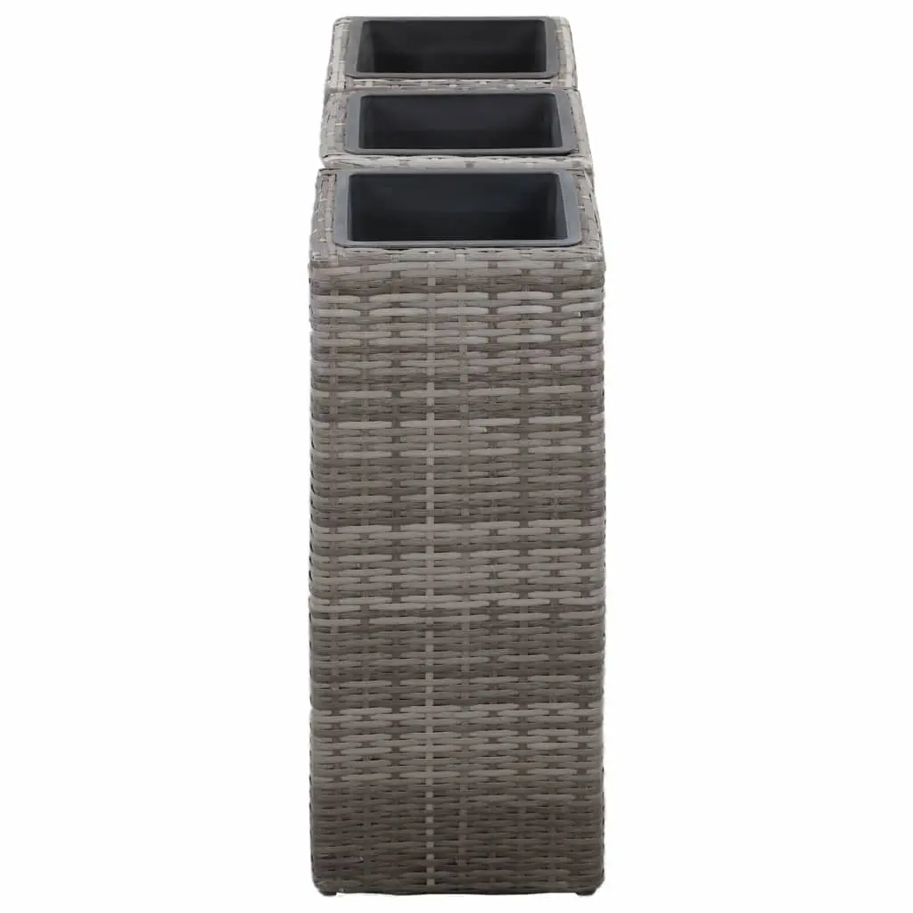 vidaXL Garden Raised Beds 3 pcs Poly Rattan Grey
