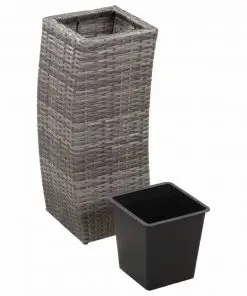 vidaXL Garden Raised Beds 3 pcs Poly Rattan Grey