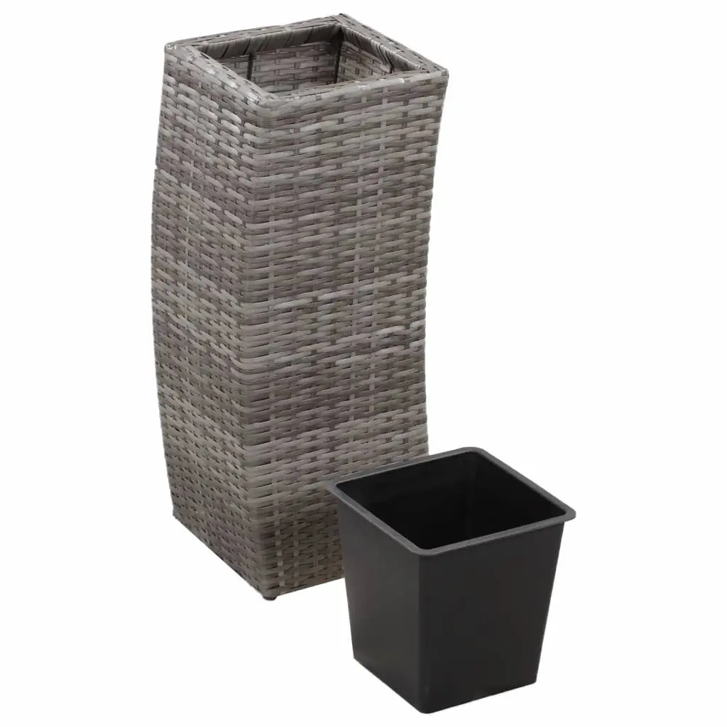 vidaXL Garden Raised Beds 3 pcs Poly Rattan Grey