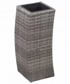 vidaXL Garden Raised Beds 3 pcs Poly Rattan Grey